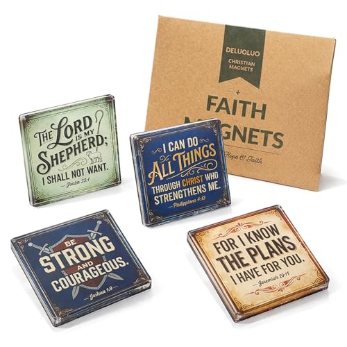 4pcs Christian Acrylic Fridge Magnets with Bible Verses - Inspirational Scripture Decor (Jeremiah 29:11, Joshua 1:9, Psalm 23, Phil 4:13) - Vintage Style Religious Gifts for Kitchen & Lockers,2x2 inch - color: Retro