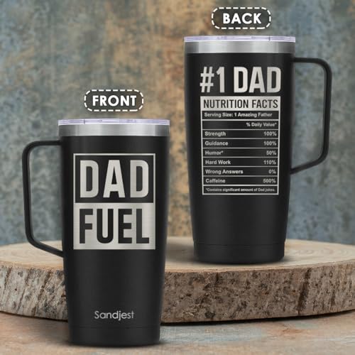 SANDJEST Dad Fuel Tumbler with Handle 20oz Coffee Travel Mug Cup for Grandfather Grandpas Grandfathers Grandad Birthday - Fathers Day - Christmas, Papa Grandpa from Granddaughter Grandson - color: Dad 6