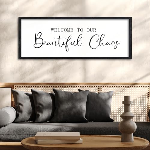 Surfapans Welcome To Our Beautiful Chaos Sign 32"×12" Black - color: Welcome To Our Beautiful Chaos（Black), size: 32"L x 12"W