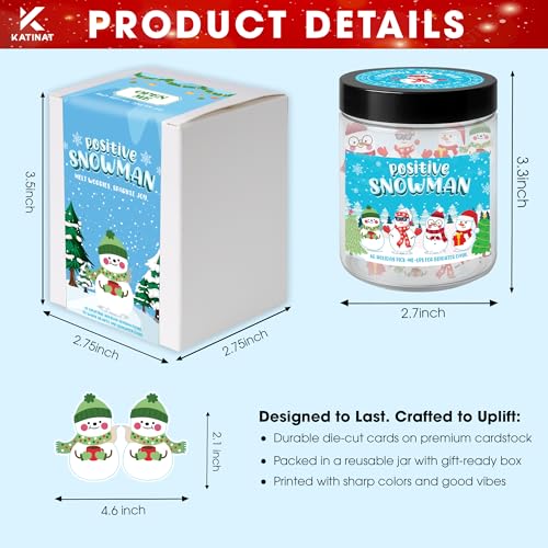 KATINAT Positive Snowman Jar, 60 Holiday Affirmation Cards, Cute Winter Desk Decor, Uplifting Encouragement for Women, Friends, Coworkers, Teens - color: KAT-KQH- SNOWMAN Jar