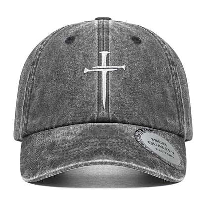 Christian Hats for Men Women,Jesus 3 Nail Cross Hat Christian Religious Gifts for Birthday/Christmas,Black and Silver - color: 202.grey