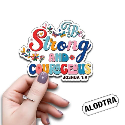 (3pcs) Be Strong and Be Courageous Bible Verse Sticker Christian Vinyl Waterproof Motivational Quote Sticker for Laptop Water Bottle Faith Scripture Stickers. Size 2.5" x 3" - color: Be Strong and Be Courageous