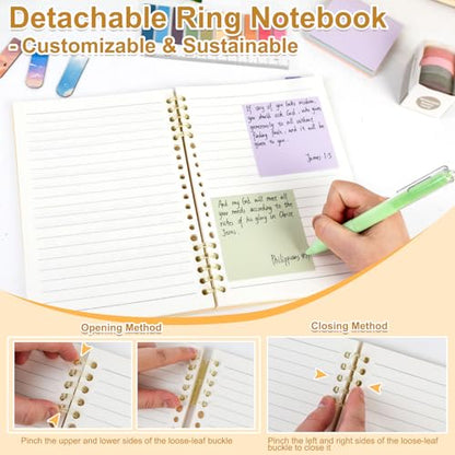 Sysmie Bible Study & Journaling Kit for Women: No-Bleed Highlighters, Pens & A5 Notebooks with Tabs – Christian Gifts for Beginners, Students & Church Groups