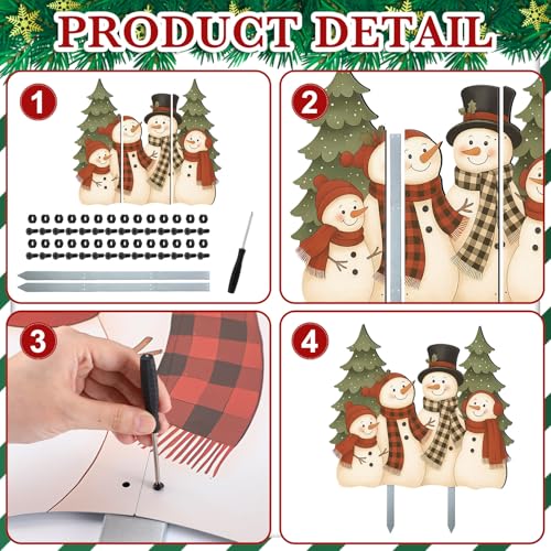 Cinnvoice Large Christmas Metal Yard Stakes Christmas Garden Stakes Waterproof Xmas Outdoor Yard Decor with Stake for Xmas Holiday Lawns Outdoor Decor(Snowman Family) - style: Snowman Family