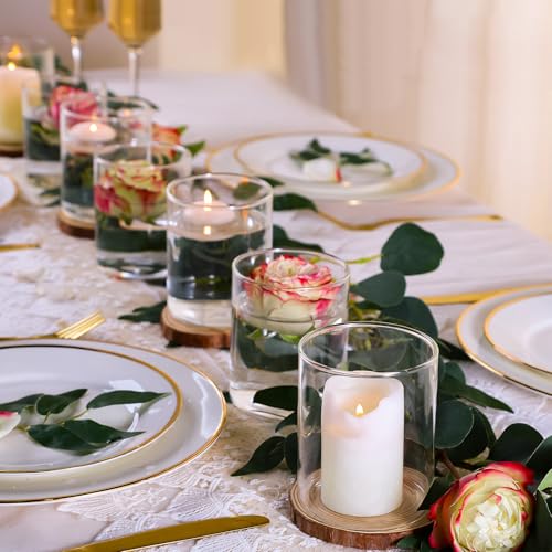 TBWIND 12pcs 4 Inch Clear Glass Cylinder Vases for Centerpieces - size: 12 Pack 4 Inch - Clear