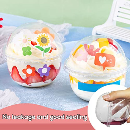 Jnnzzggu 50 Pack 9 oz Clear Plastic Dessert Cups with Dome Lids,No Hole Disposable Snack Bowls for Pudding,Parfait,Fruits,Ice Cream,Cake - size: 50 Pack 9OZ