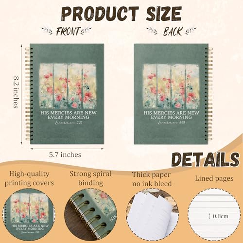 YEBFC Bible Christian Journal, Inspirational Scripture Froal Notebooks For Prayer Women Gifts, 5.7"×8.2" Wildflowers Windows Spiral Hardcover Notebook, Retro Church Notes Journal Supplies (A04)