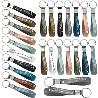 Sureio 36 Pcs Inspirational Christian Gift Silicone Keychain Bulk Religious Bible Verse Church Gift for Women Men Grandparent - color: Colorful