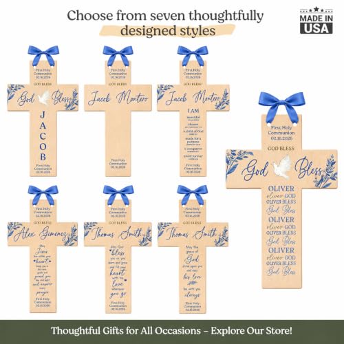 catholic baptism gifts for boys personalized | Personalized Cross | Religious Keepsake Baptism Gifts | Personalized Baptism Cross For Girls and Boys | First Communion Gifts | (May God Bless) - color: May God Bless