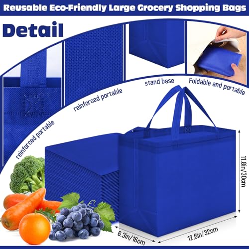 Windyun Reusable Grocery Bags Non Woven with Handles - color: Royal Blue