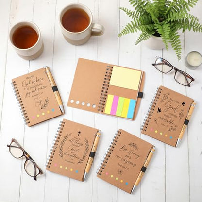 Sprial Notebooks with Pens Bulk, 48 Pack, 5.5 x 4.7 Inch Christian - color: Christ