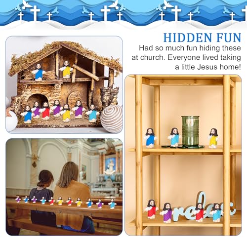 Barydat 50 Pcs Little Jesus Figures Baby Mini Jesus Figurines Bulk to Hide and Seek Tiny Miniature Christ Savior Figurine Toy Religious Gift for Easter Egg Stuffer Sunday School Baptism, Multicolor