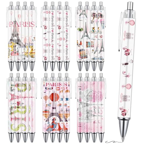Wxiben Paris Ballpoint Pens Set - 24PCS City Travel Souvenirs Gifts French Paris Pen Eiffel Tower Smooth Writing Ballpoint Bulk for Women Girls Teacher Traveler Office School Supplies Party Gift - color: Paris