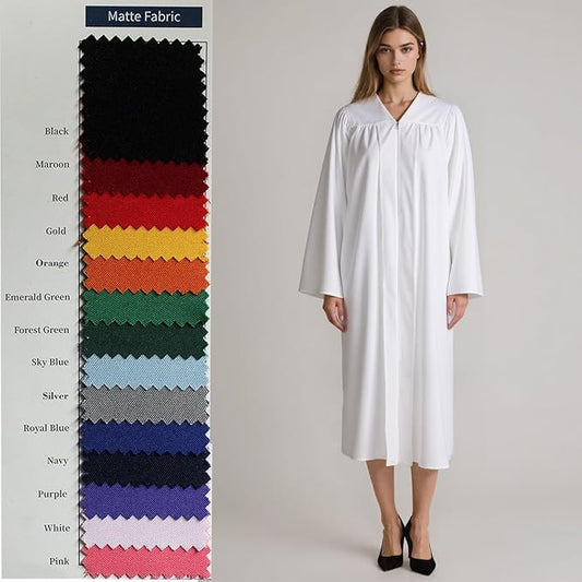 6 Pcs Choir Robes for Church adults Baptism Robes for Water Baptism Unisex Matte Graduation Gowns for College - color: White, size: 51(5'6"-5'8")