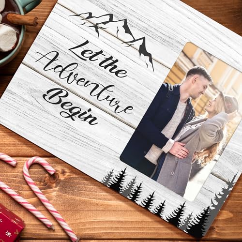 Engagement Picture Frame Gifts for Couples, Let The Adventure Begin Gift Wooden Picture Frames, 4x6 inch Photo - color: Green