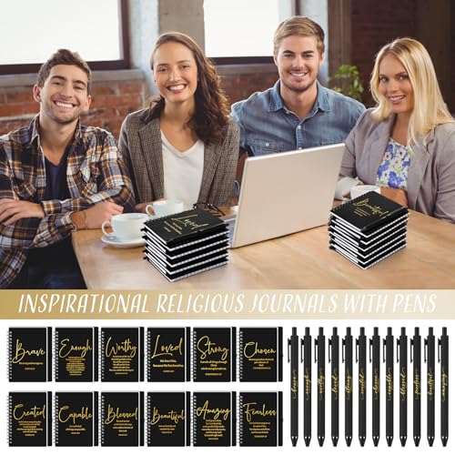 Kosiz 24 Sets Christian Gifts Bulk Prayer Journals Pens, Black - color: Black