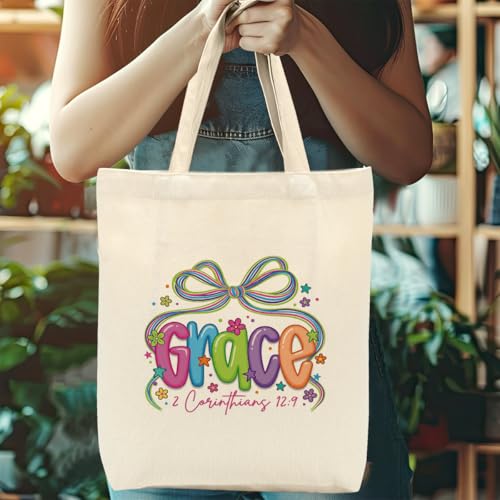 Faith Canvas Tote Bag, Christian Gifts for Women Girls Mom Sister Inspirational Bible Verse Birthday Christmas - color: Christian Jesus 814