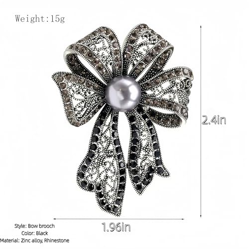 Brooch Pins For Women Fashion Elegant Brooches Lapel Badges Coat Sweater Scarves Shawl Dress Accessory Wedding Party Prom Jewelry - color: Black - Bow Style 1