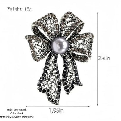 Brooch Pins For Women Fashion Elegant Brooches Lapel Badges Coat Sweater Scarves Shawl Dress Accessory Wedding Party Prom Jewelry - color: Black - Bow Style 1
