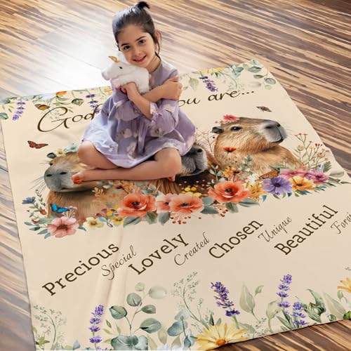 Christian Gift for Sister Mom Daughter, Animal Blanket Spiritual Inspirational Gifts for Women Girls, 40x50 Inches Soft Cozy Religious Throw with Flower for Sofa Couch Bedding - color: Brown, size: 50"x40"