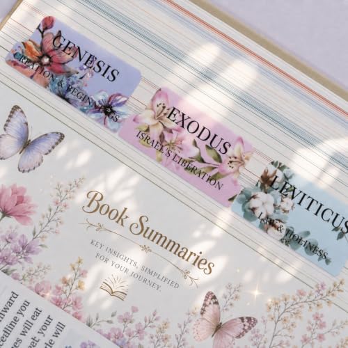 UPAFEXXI-Laminated Bible Tabs with Book Summaries(Floral) - color: Summaries Flowers2