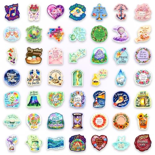 50PCS Christian Stickers, Bible Verse Religious Vinyl Decals, Waterproof Inspirational Faith Quote Stickers for Water Bottle, Laptop, Scrapbook,Phone, Skateboard, Luggage, Teens Girls, - color: Watercolor Motivational Stickers -5