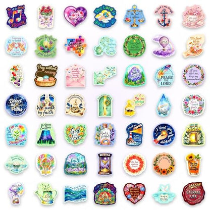 50PCS Christian Stickers, Bible Verse Religious Vinyl Decals, Waterproof Inspirational Faith Quote Stickers for Water Bottle, Laptop, Scrapbook,Phone, Skateboard, Luggage, Teens Girls, - color: Watercolor Motivational Stickers -5