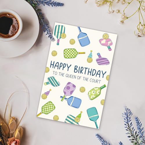 Pickleball Birthday Card for Woman, Birthday gift for Pickleball Lovers, Happy Birthday Queen of the Court - color: Pickleball