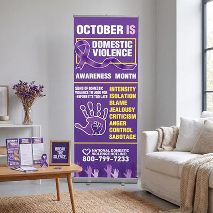 Ceenna 24 x 63 Inch Domestic Violence Awareness Retractable Banners - style: Domestic Violence Awareness