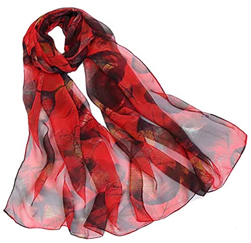Pokeedioty Scarfs for Women Lightweight Scarves Elegant Floral Pattern Sheer Scarfs Shawls Wraps - color: Yh-112