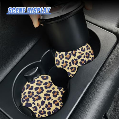 Leopard Print Car Cup Holder Coasters, 2.77'' Drink Cup Mat, No.3 - size: No.3