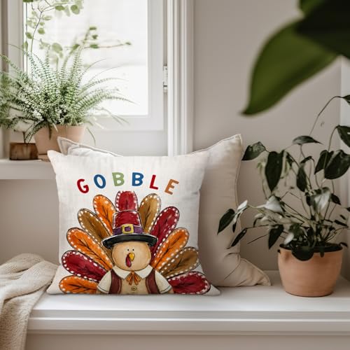 Funny Fall Thanksgiving Turkey Throw Pillow Covers 18x18 - color: Turkey