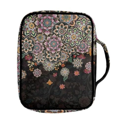 Coldinair Boho Flower Bible Cover for Women Teens Kid Girls,Carrying Book Case Church Bag Bible Holder with Handle and Zippered Pocket - color: Boho Flower