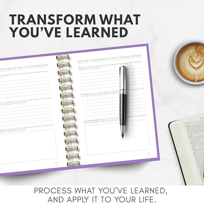 Bible Study Journal – A Year of Reflection, Renewal & Spiritual Growth | 365-Day Guided Scripture Study, Prayer Tracker & Weekly Reflection Prompts | A5 Spiral, Minimalist & Elegant Design - color: Light Purple