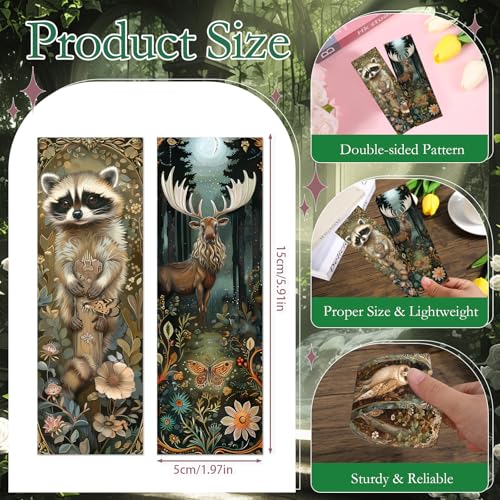 100 Pcs Woodland Animal Bookmarks Fantasy Forest Book Page Marks - color: Woodland Animal