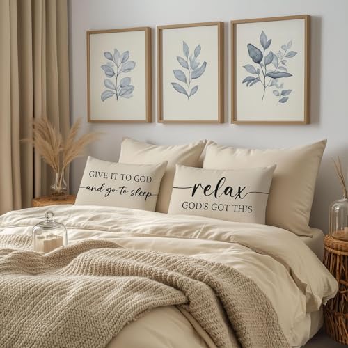 Christian Pillow Covers 12x20 Set of 2, Warm Cream Lumbar Case - color: Warm Cream