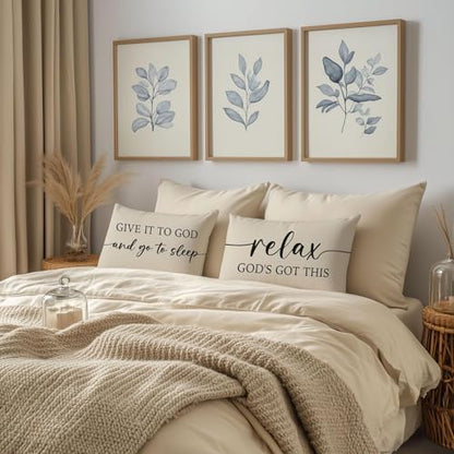 Christian Pillow Covers 12x20 Set of 2, Warm Cream Lumbar Case - color: Warm Cream