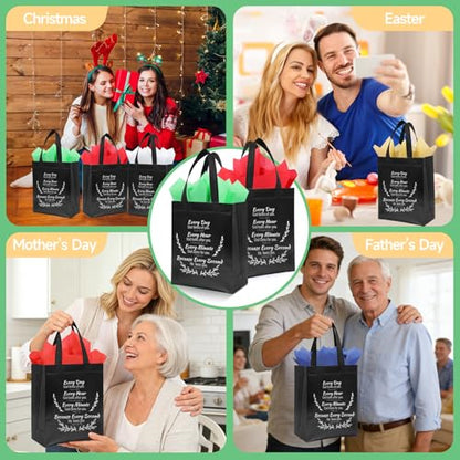 LUAVIARU 40 Pcs Bible Verse Christian Gift Bags Set – 20 Black Reusable Gift Bag with Handles & 20 Tissue Paper, Religious Gift Bag for Church Events, Baptism, Easter, Communion, Congratulations - color: Black, size: 20