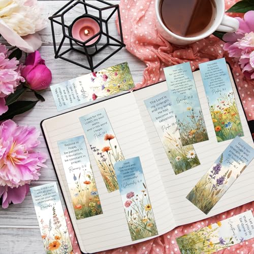 160 Pcs Flower Scripture Bookmarks Bible Verse Book Page Marks - color: Flower Scripture