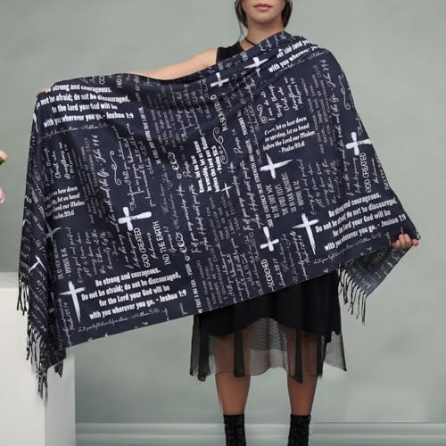 Prayer Shawl Christian Wrap Scarf For Women Prayer Scarves for Christian Scarf Gift - color: Black