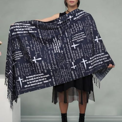 Prayer Shawl Christian Wrap Scarf For Women Prayer Scarves for Christian Scarf Gift - color: Black