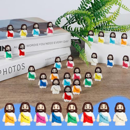 30PCS Little Jesus Figures, 10 Color Tiny Jesus Figurines in Bulk, Mini Jesus Figure Religious Gifts for Easter Egg Stuffers Fillers, Christian Valentines Gifts for Kids Women Mom (30PCS)