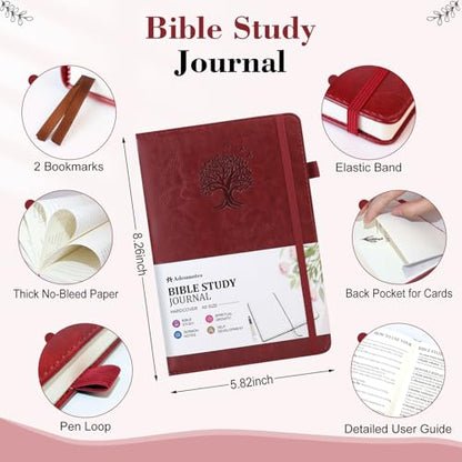 Bible Study Journal Scripture Notebook - Christian Note Taking Kit with Guided Prompts - Inspirational Religious Gifts - Faith Based Stationery Supplies for Church Notes(Burgundy) - color: Burgundy