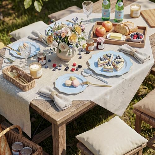 WDF 175Pcs Blue Plastic Plates - Heavy Duty Baby Blue Plates Disposable - 25Guests Plastic Dinnerware Ideal for Parties/Wedding/Baby Shower/Hanukkah - color: Bule and Gold, size: 175 pieces