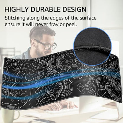 KTRIO Large Gaming Mouse Pad, 31.5 x 15.7 in, Black Topographic, XXL - color: Black Topographic, size: 31.5l X 15.7w Inches