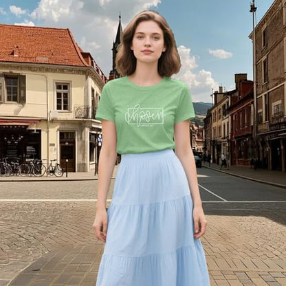 Women's Christian Shirt Christ Chosen T-Shirts Bible Verse Tee Tops - color: Green, size: Small