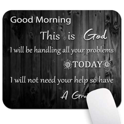 Good Morning This is God Christian Mouse Pad, Rustic Black Wood Desk Mat - color: Custom Designs Art 018