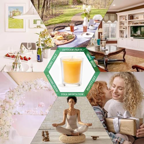 6 Pack Clear Cup Filled Beewaxs 12-Hour Beeswax Prayers Candle,Long Burn,Burn Clean and Smokeless to Dreading Church Spa Diner Holidays Party - size: 6 Pack-12 Hour Burn