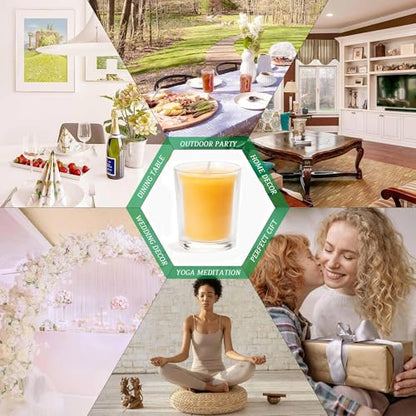6 Pack Clear Cup Filled Beewaxs 12-Hour Beeswax Prayers Candle,Long Burn,Burn Clean and Smokeless to Dreading Church Spa Diner Holidays Party - size: 6 Pack-12 Hour Burn