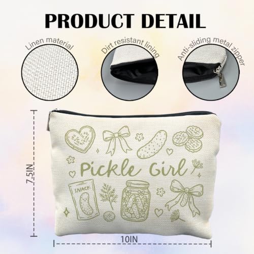 Pickle Lover Gifts Canvas Makeup Bag for Women - color: pickle girl
